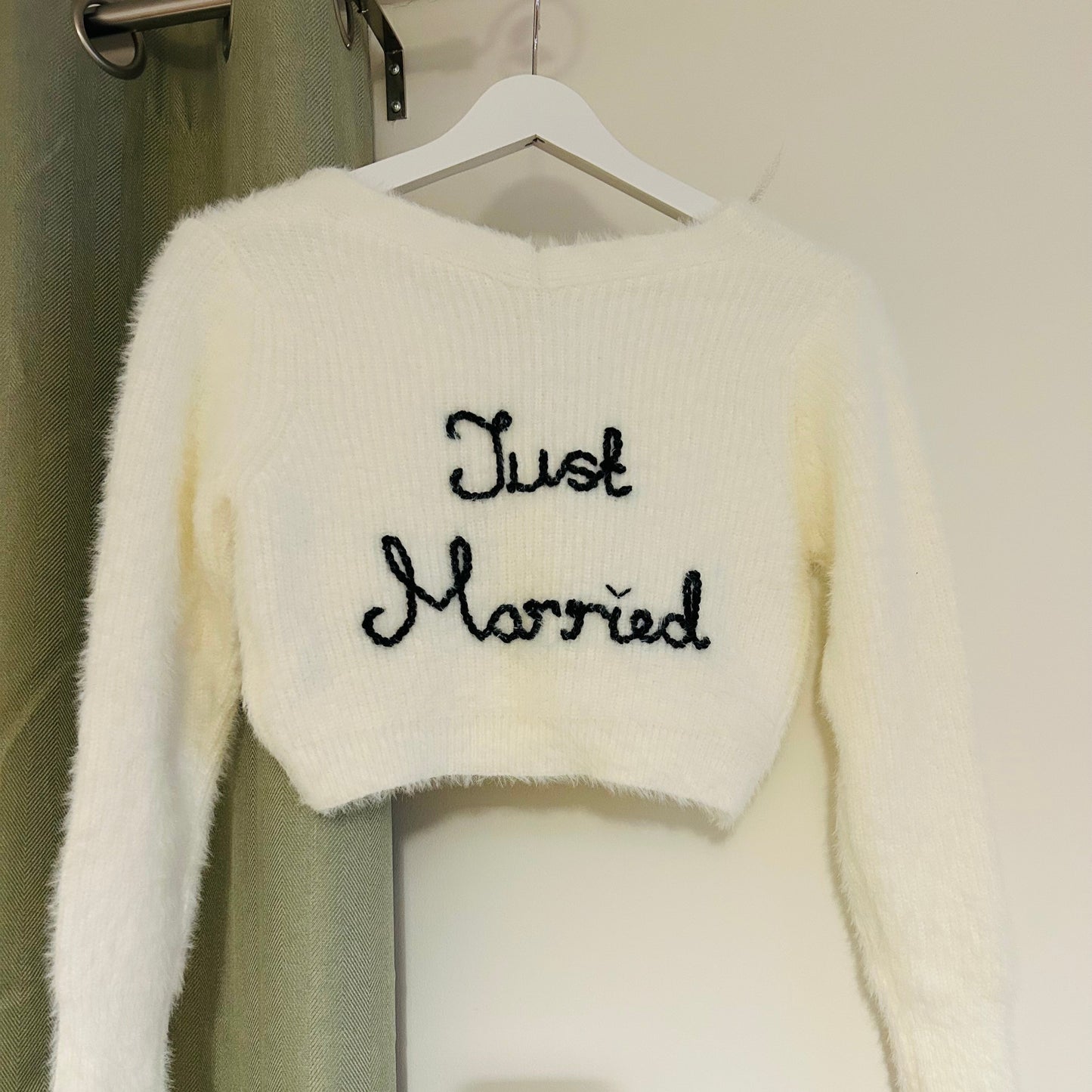 READY TO POST - Just Married Cardigan - Black Embroidery - Size XL