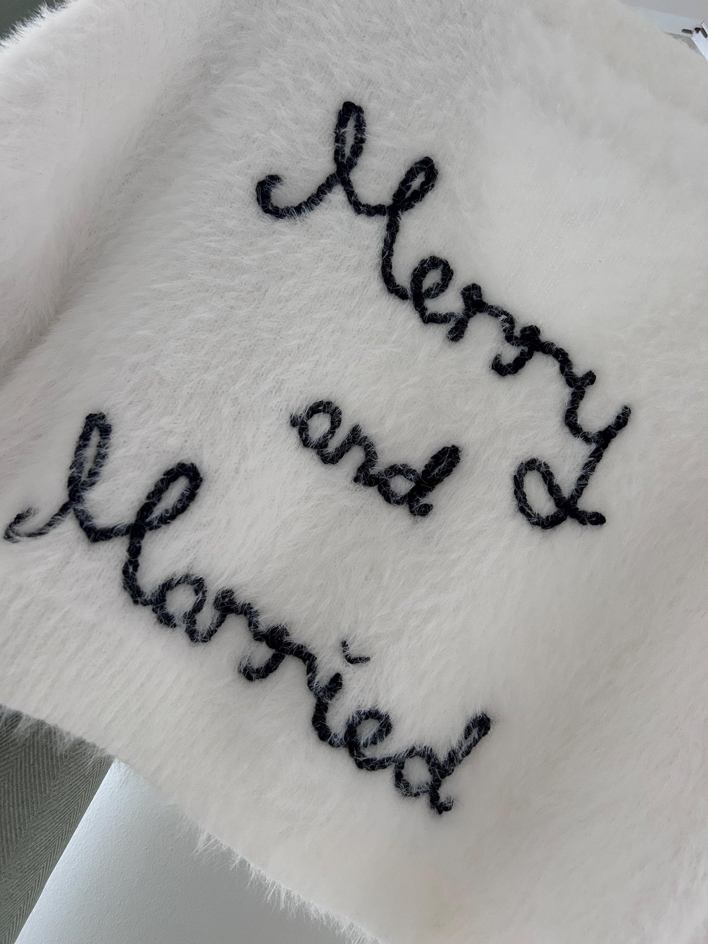 Merry and Married Hand-Embroidered Christmas Cardigan | Bride Cardigan