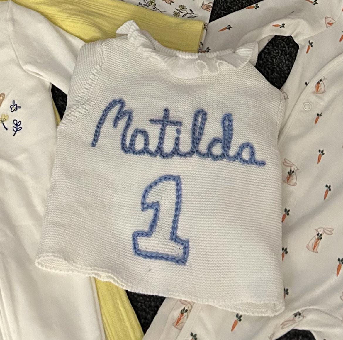 Hand Embroidered Birthday Milestone Cardigan/Jumper