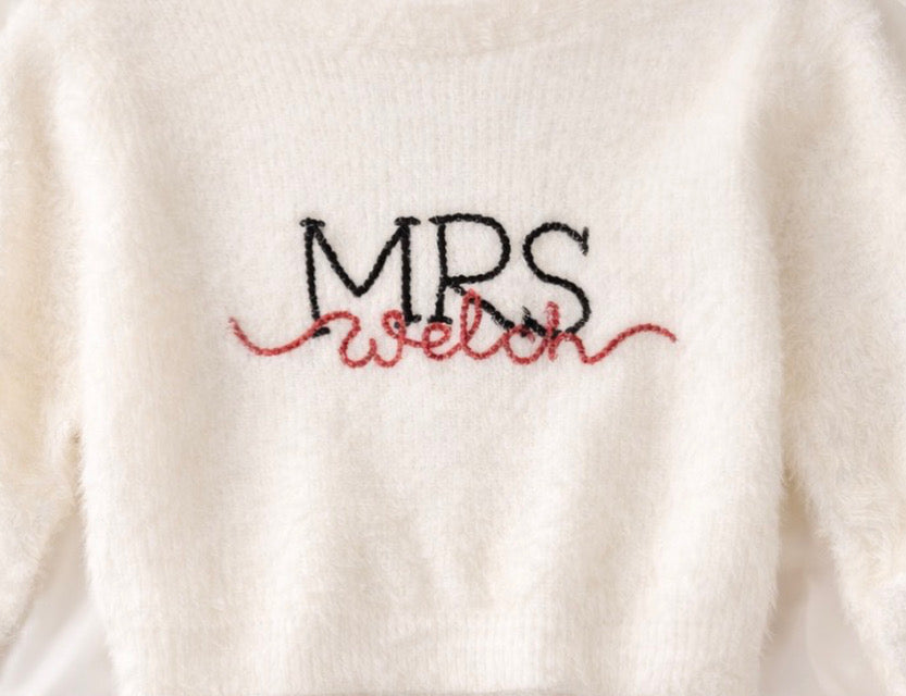 Personalised 'Mrs' Just Married Cardigan - Overlapping Script