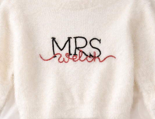 Personalised 'Mrs' Just Married Cardigan - Overlapping Script