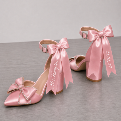 Sparkle Bow Personalised Ribbon Heels | 3in Heel