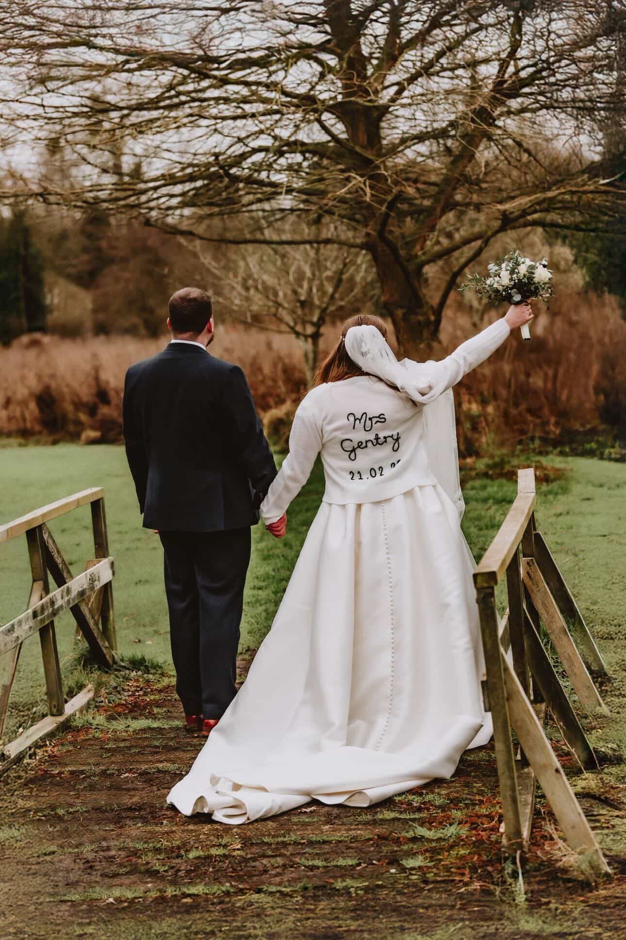 Hand Embroidered Non Fluffy Bride Cardigan - Theme Coloured Embroidery