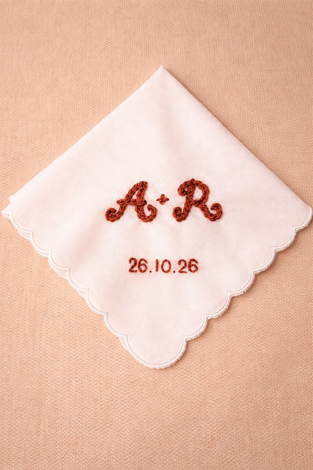 Hand Embroidered Wedding Handkerchief | Gift for Dad, Mum | Keepsake