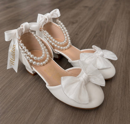 Personalised Ribbon Flower Girl Shoes | Matching Mum & Me Wedding Shoes