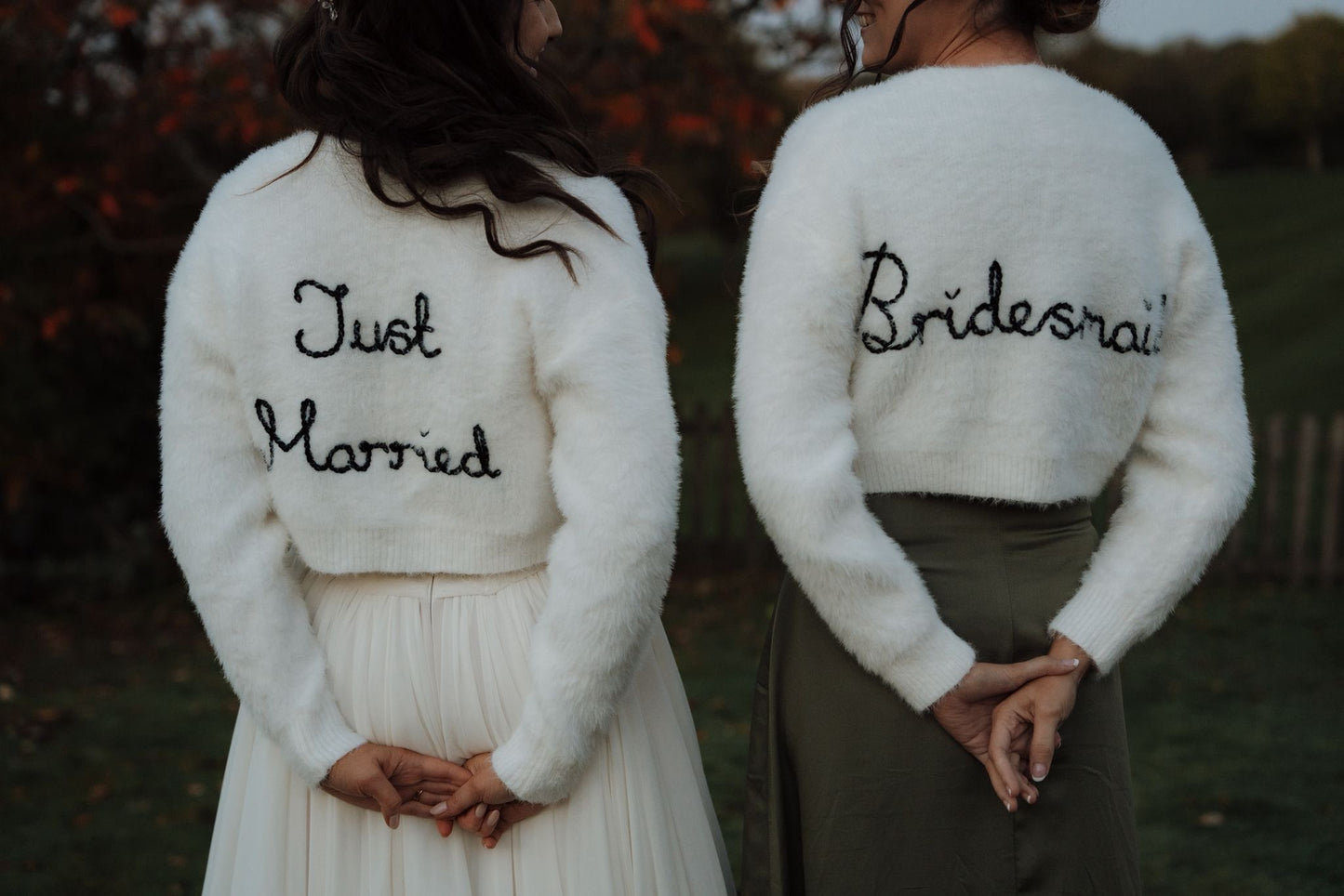 Hand Embroidered "Just Married" Cardigan