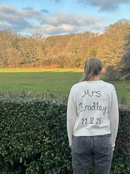 Hand Embroidered Non Fluffy Bride Cardigan - Theme Coloured Embroidery