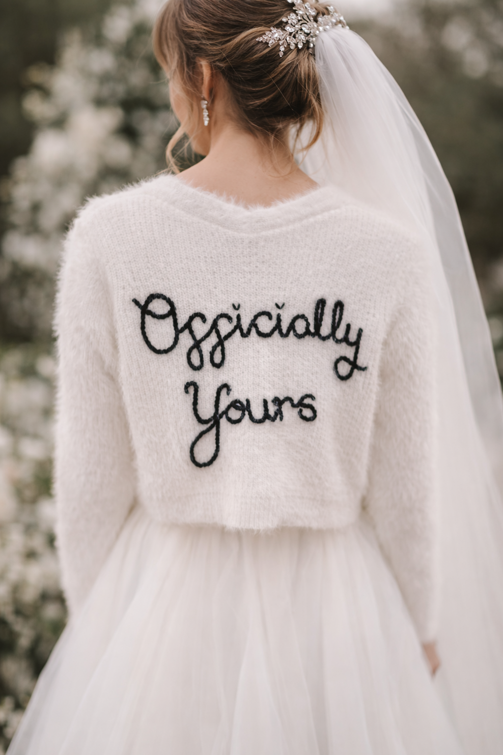 Hand Embroidered "Officially Yours" Cardigan