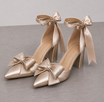 Sparkle Bow Personalised Ribbon Heels | 3in Heel