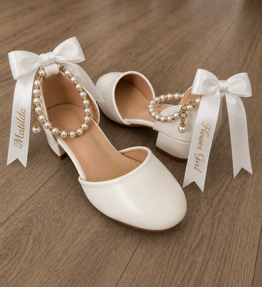 Personalised Ribbon Flower Girl Shoes | Matching Mum & Me Wedding Shoes