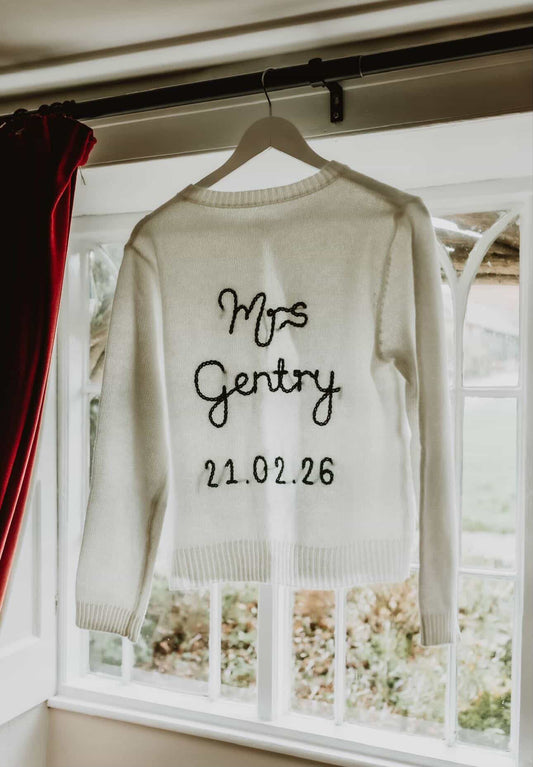 Hand Embroidered Non Fluffy Bride Cardigan - Theme Coloured Embroidery
