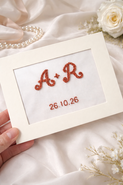 Personalised Hand Embroidered Wedding Handkerchief | Gift for Dad, Mum | Keepsake