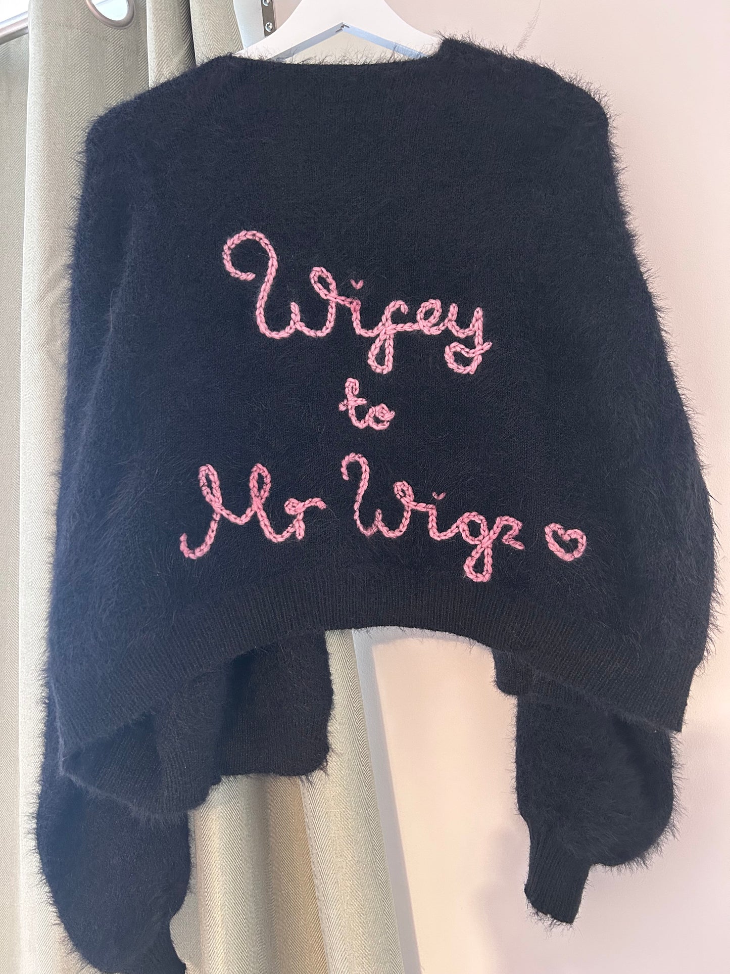 Black Hand-Embroidered Just Married Bridal Cardigan