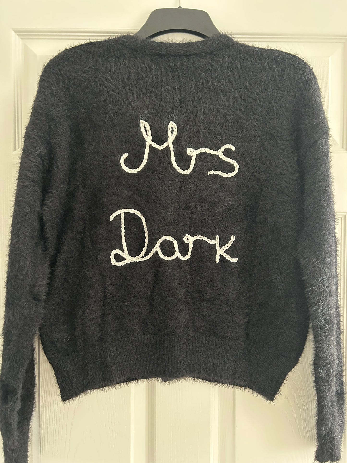 Black Hand-Embroidered Just Married Bridal Cardigan