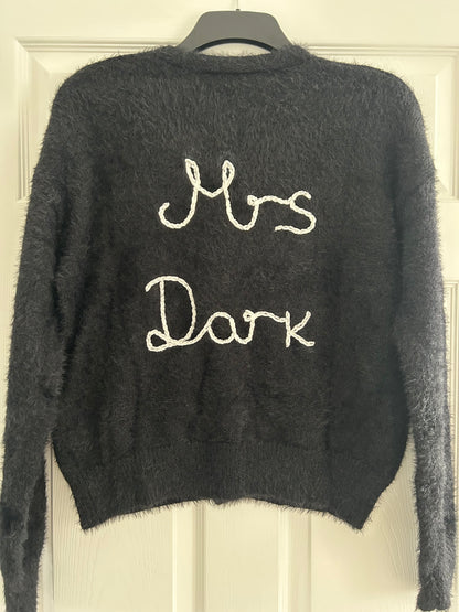 Black Hand-Embroidered Just Married Bridal Cardigan