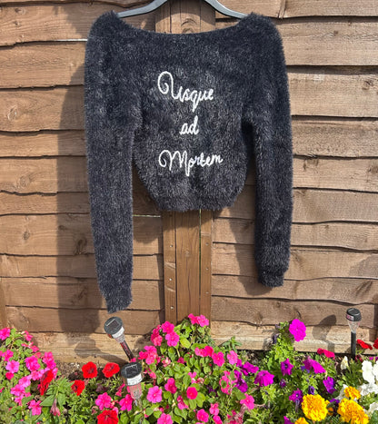 Black Hand-Embroidered Just Married Bridal Cardigan