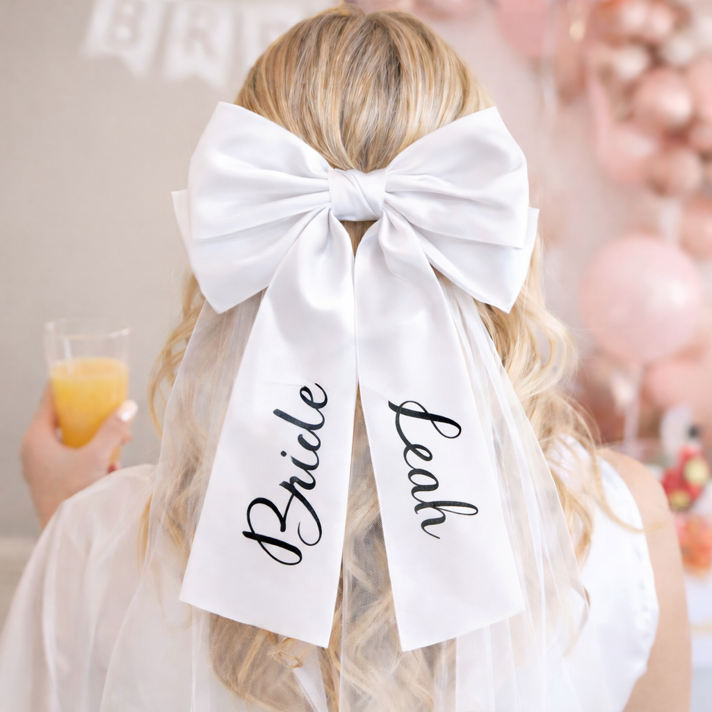 Personalised Bridal Hair Ribbon Clip | Wedding | Hen Party