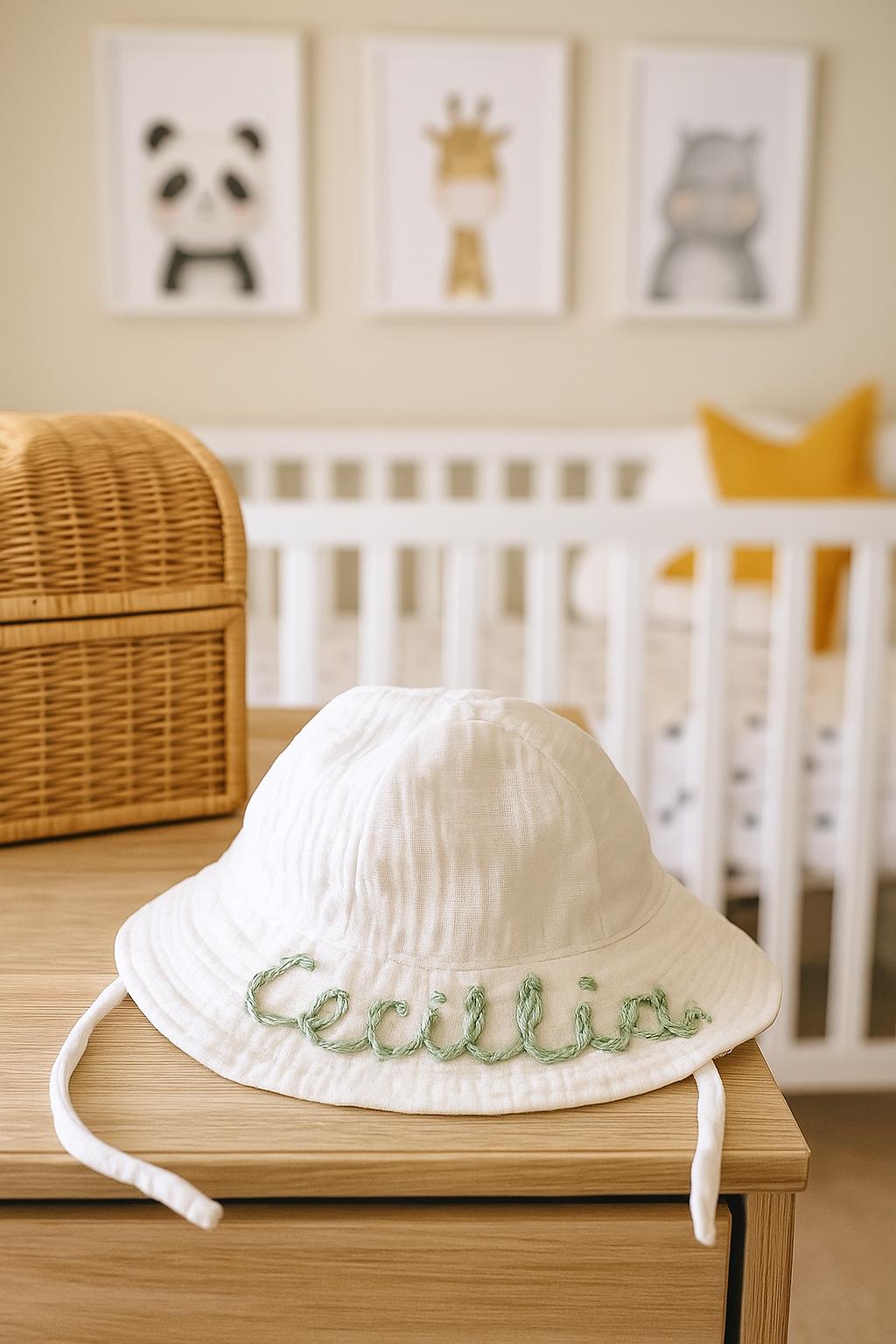 Hand-Embroidered Sun Hat 0-2 Years