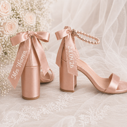 Personalised Bridal Ribbon Heels | 3.5in Heel | Wedding Shoes
