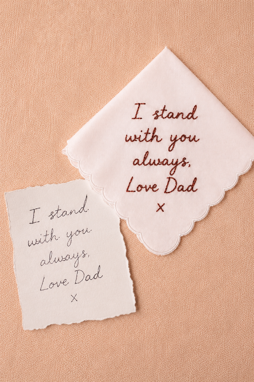 Personalised Hand Embroidered Wedding Handkerchief | Gift for Dad, Mum | Keepsake
