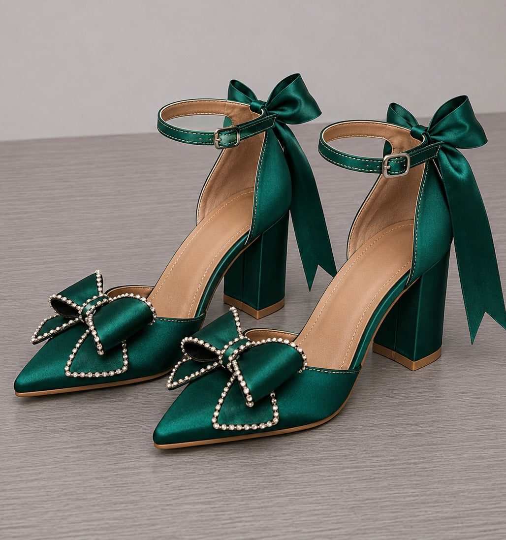 Sparkle Bow Personalised Ribbon Heels | 3in Heel