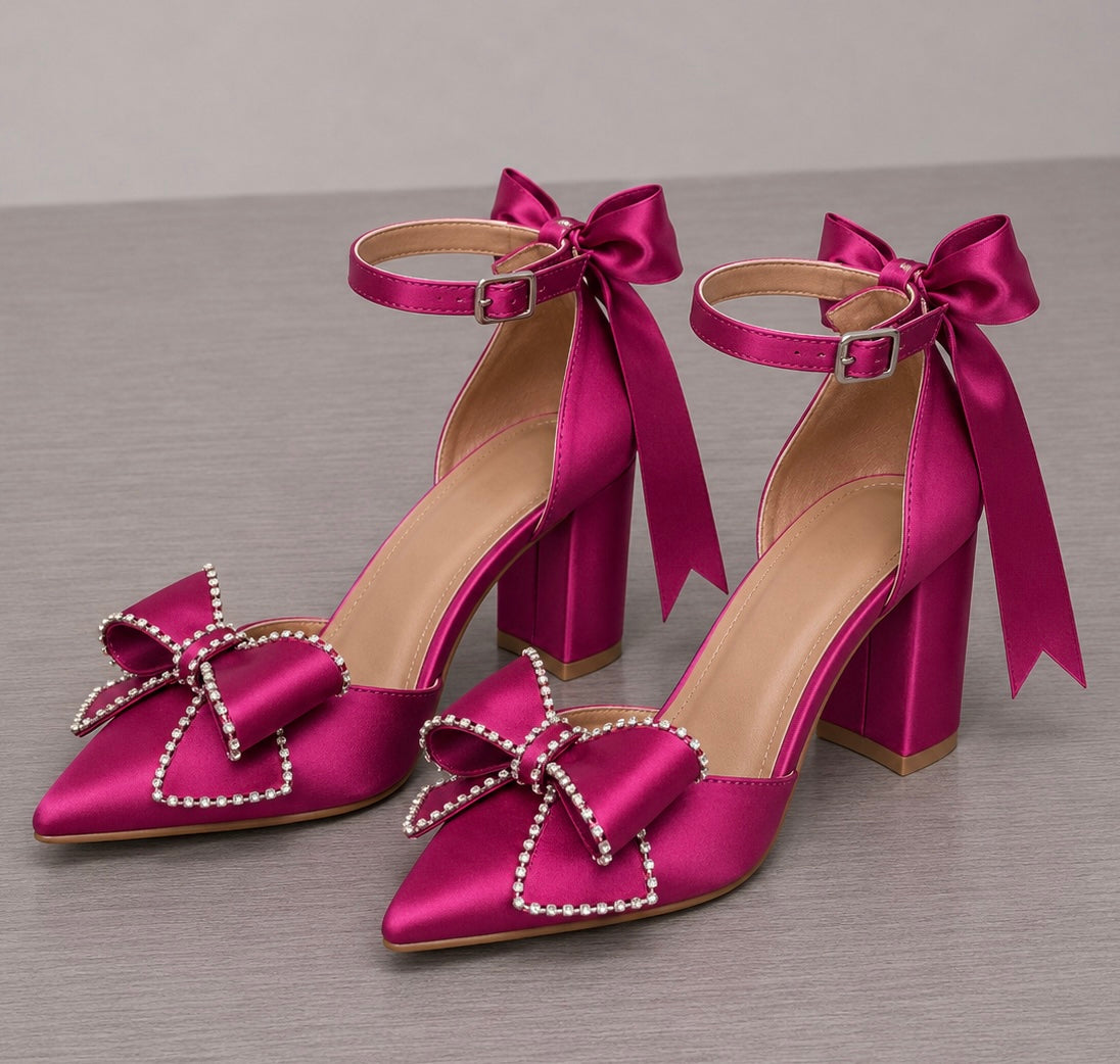 Sparkle Bow Personalised Ribbon Heels | 3in Heel
