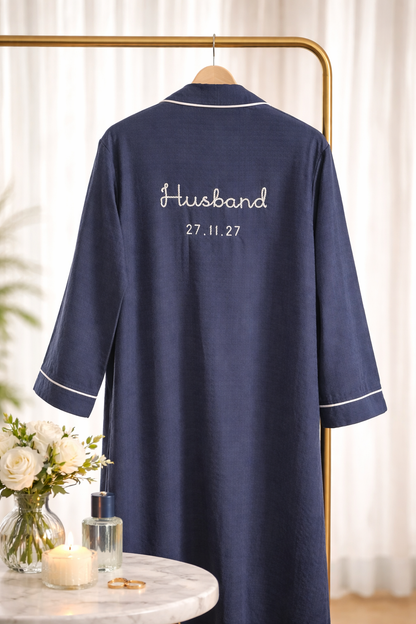 Wedding Morning Hand-Embroidered Matching Robe Set