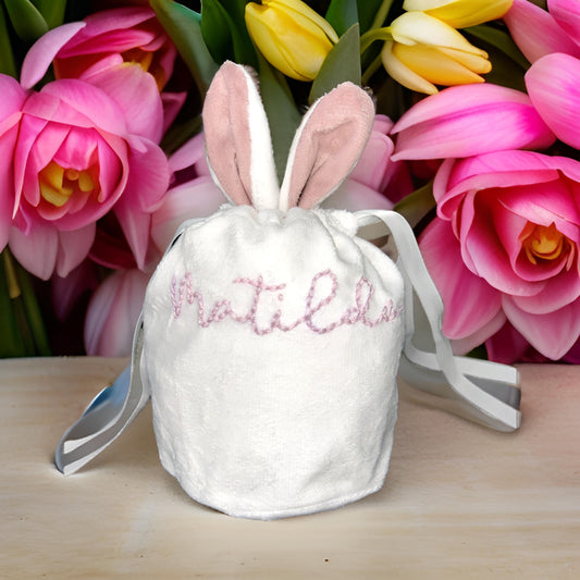 Hand-Embroidered Easter Bunny Bag