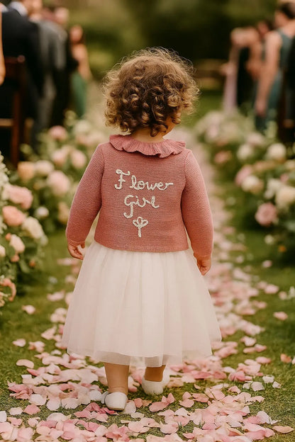 Hand-Embroidered Flower Girl Cardigan