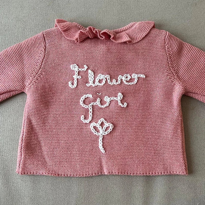 Hand-Embroidered Flower Girl Cardigan