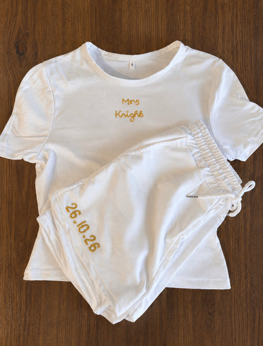 Bridal Lounge Set - Hand Embroidered