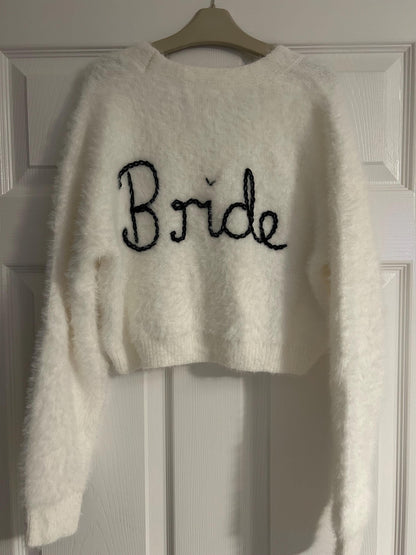 Hand-Embroidered Bride Cardigan: Fluffy Bridal Keepsake