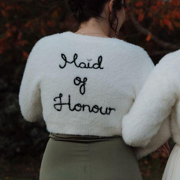 Hand-Embroidered 'Bridesmaid' Cardigan | Bridal Party Wedding Gift