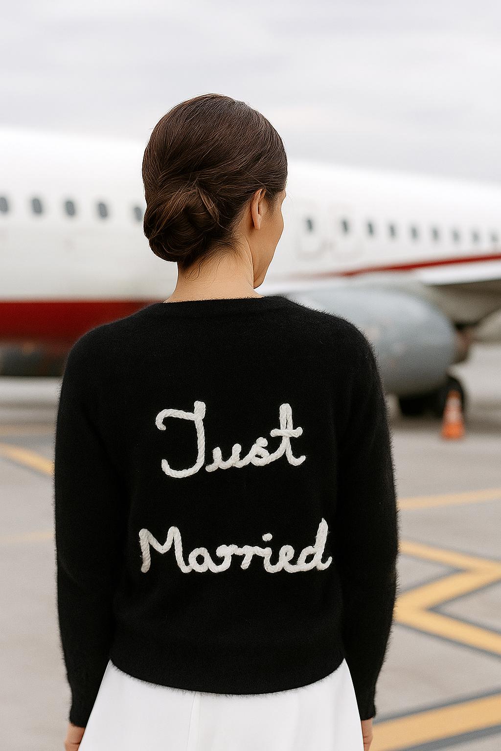 Hand-Embroidered "Just Married" Cardigan