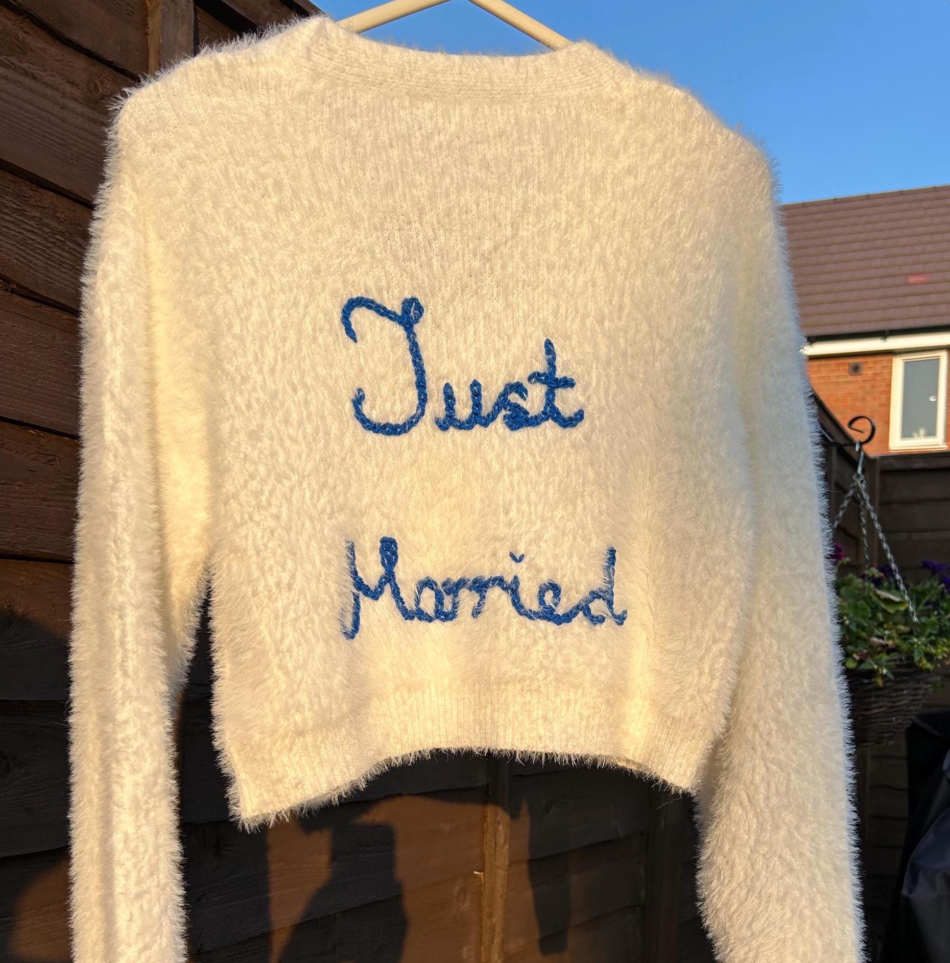 Hand-Embroidered "Just Married" Cardigan