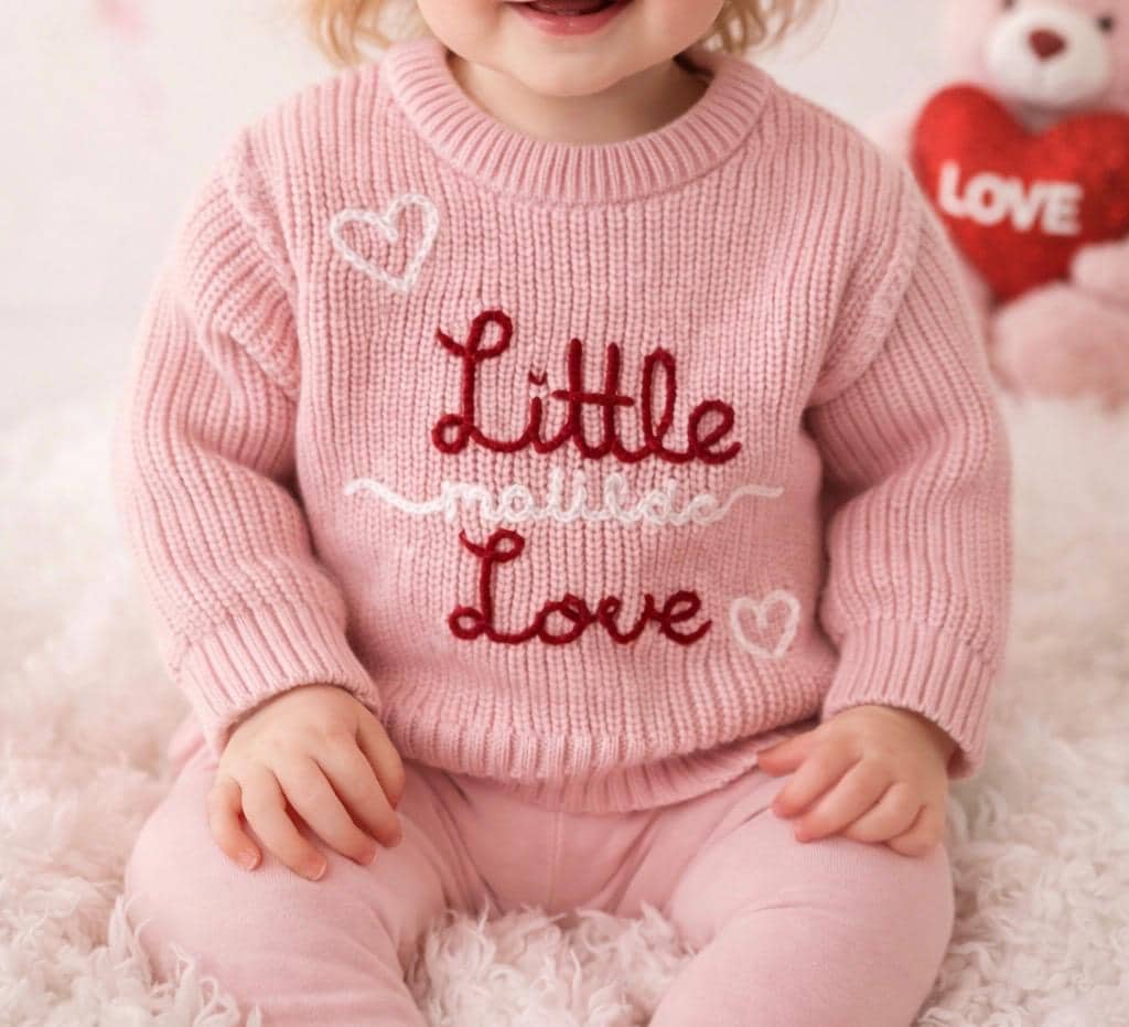 Hand-Embroidered Personalised Valentines Jumper