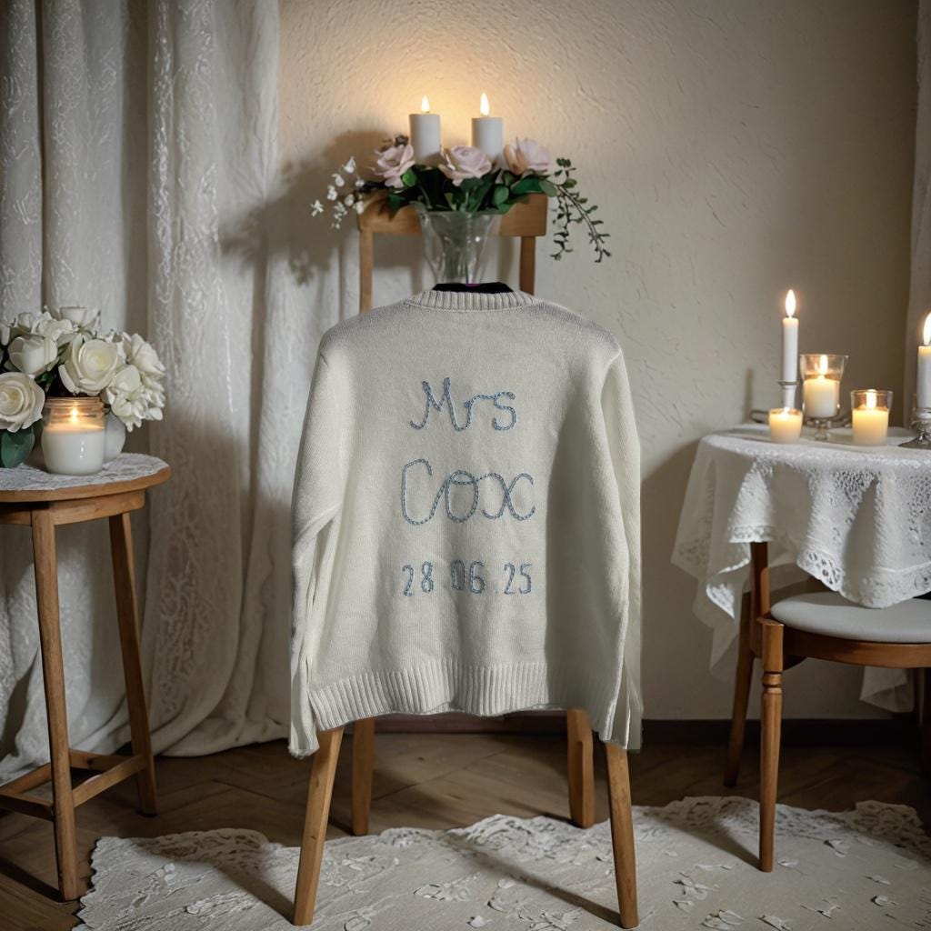 Hand Embroidered Bride Cardigan - Theme Coloured Embroidery