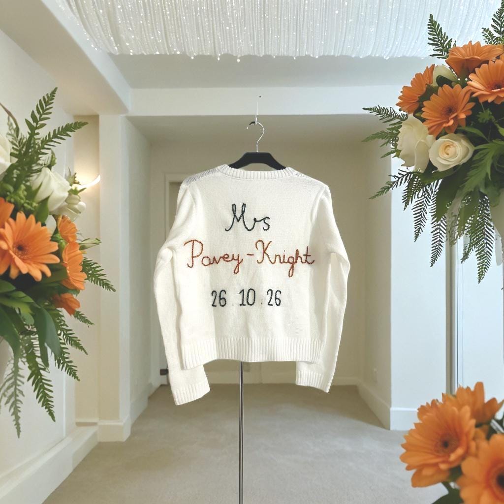 Hand Embroidered Bride Cardigan - Theme Coloured Embroidery