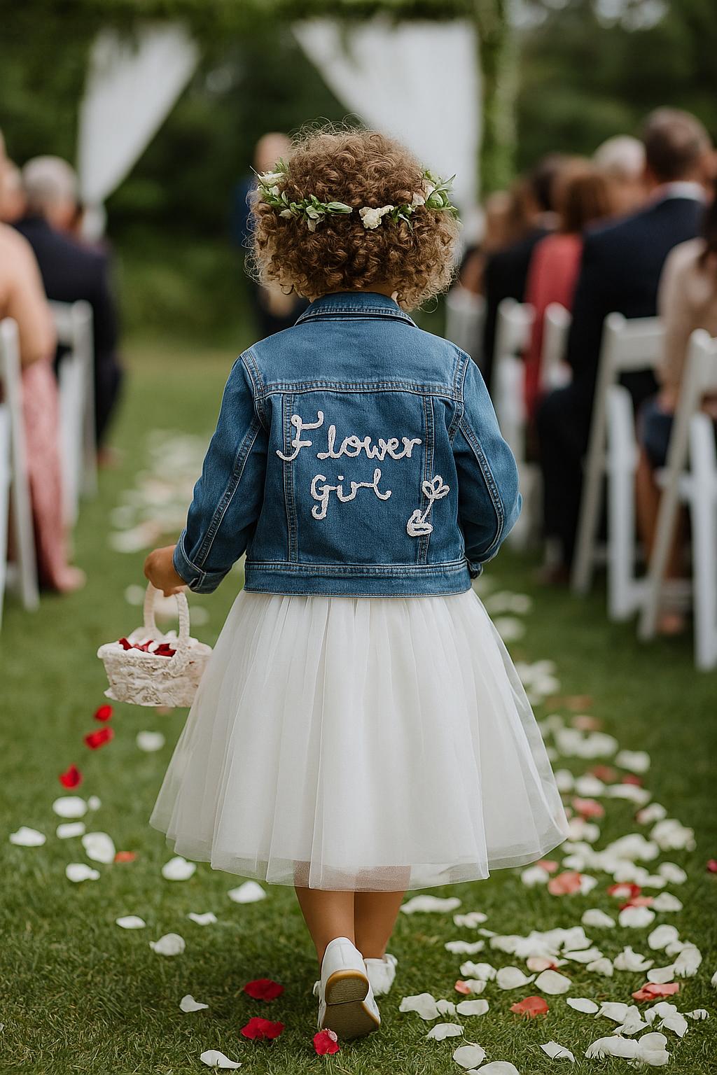 Hand Embroidered "Flower Girl" Denim Jacket
