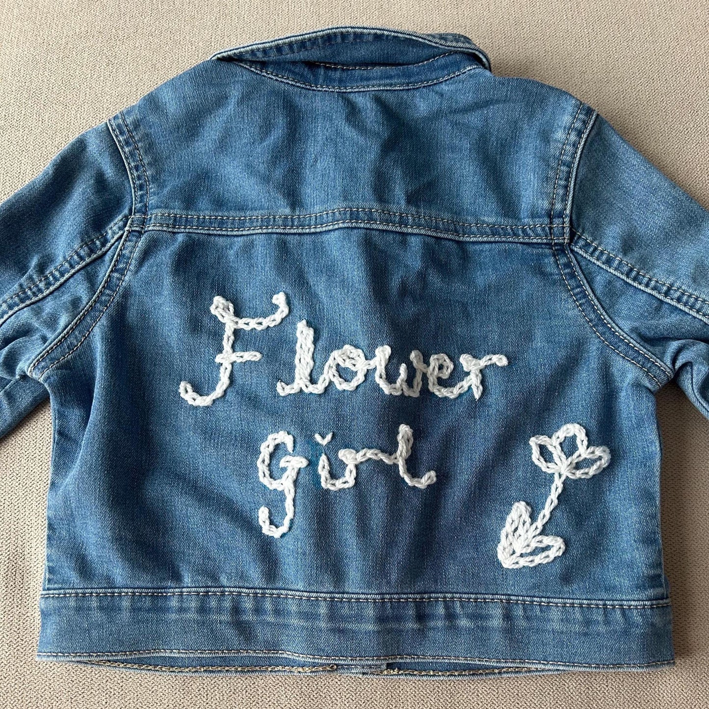 Hand Embroidered "Flower Girl" Denim Jacket