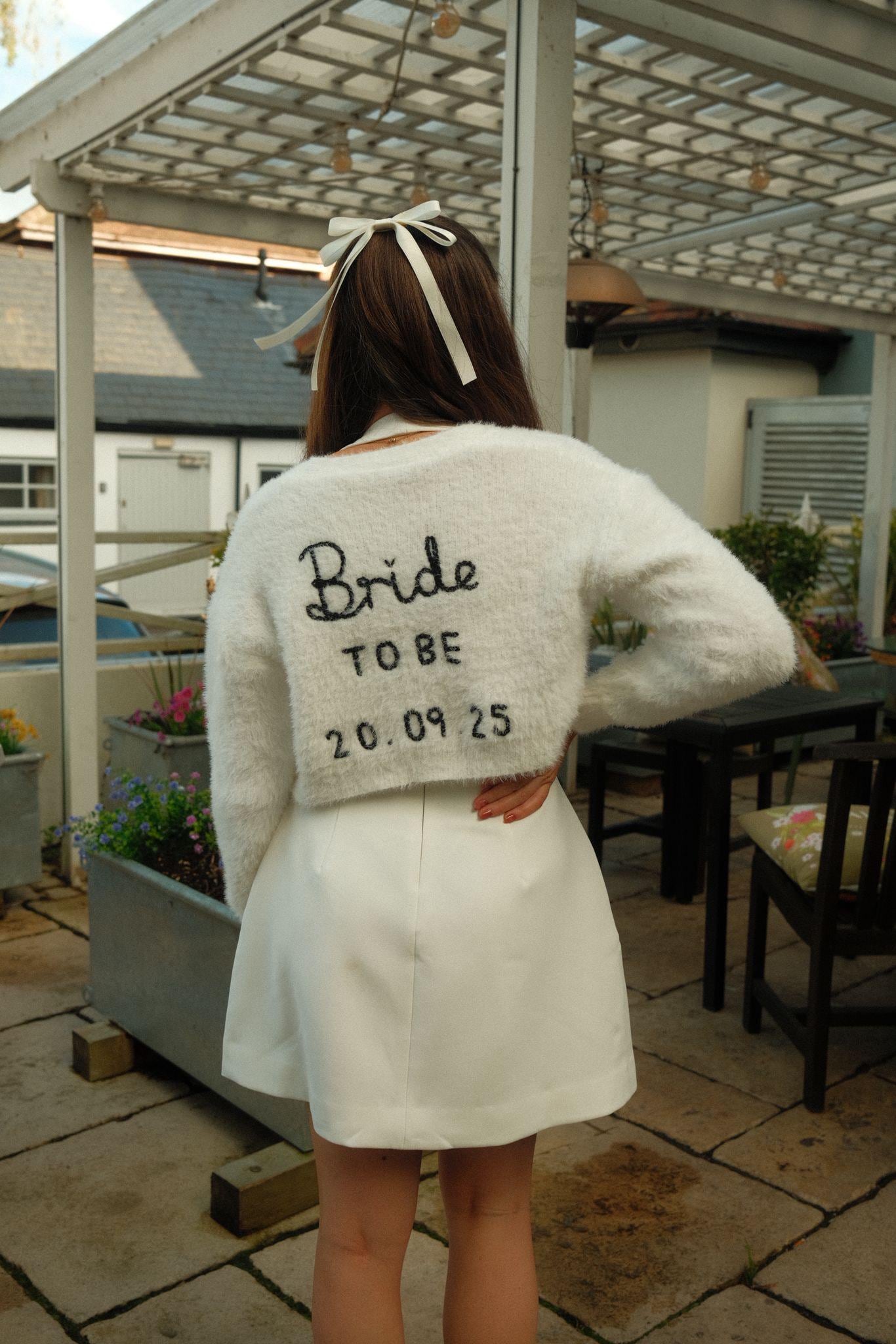 Hand Embroidered Fluffy "Bride to Be" Cardigan
