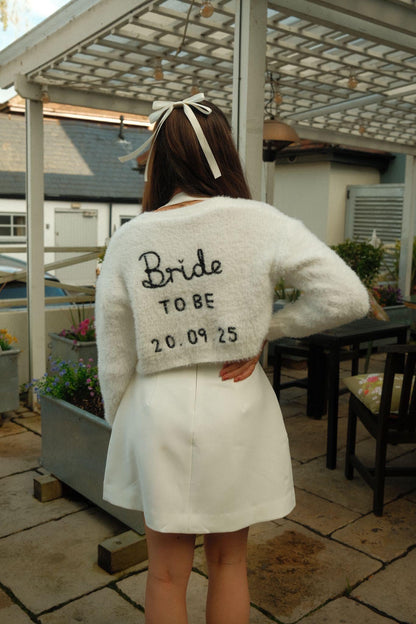Hand Embroidered Fluffy "Bride to Be" Cardigan
