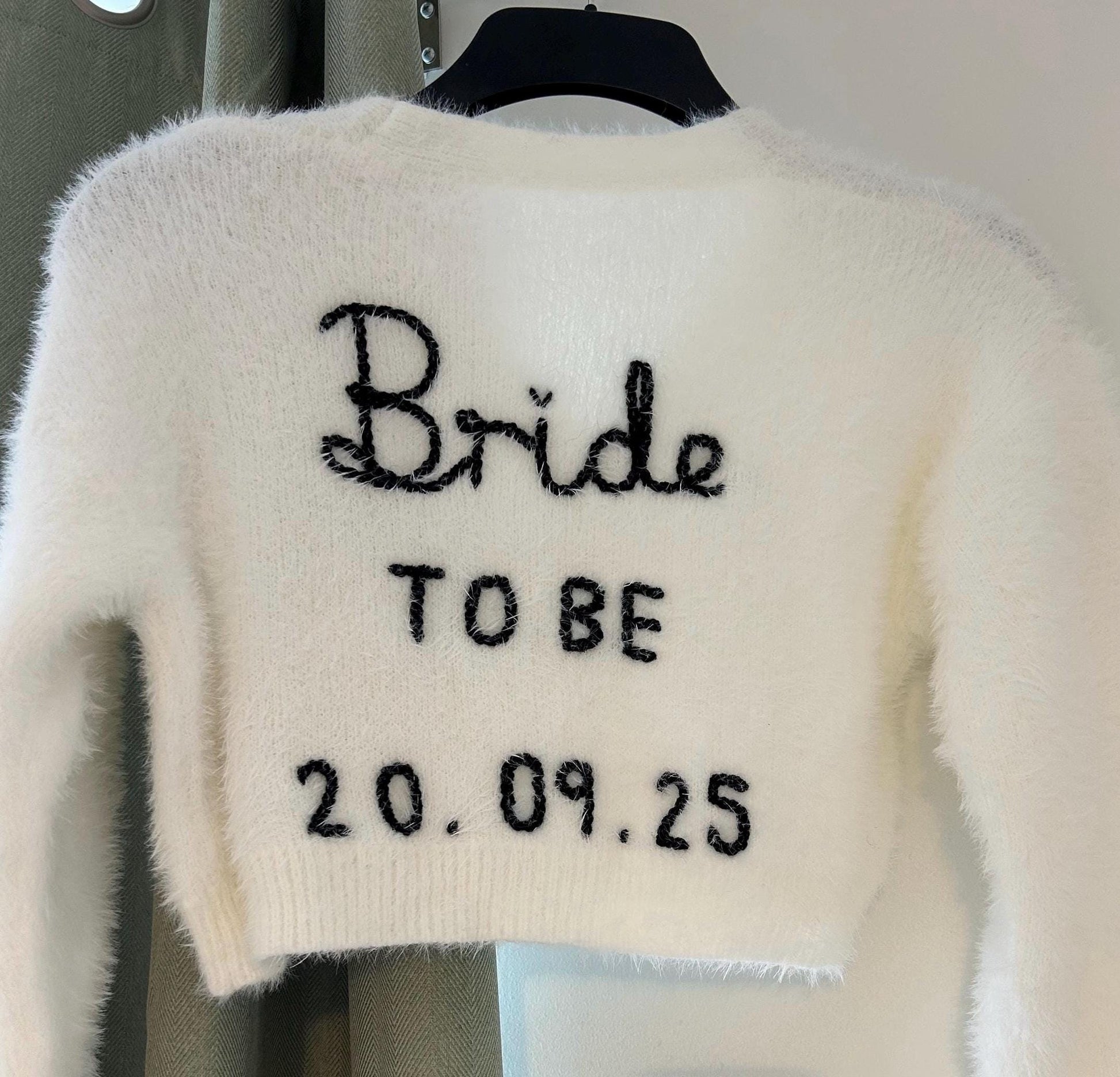 Hand Embroidered Fluffy "Bride to Be" Cardigan