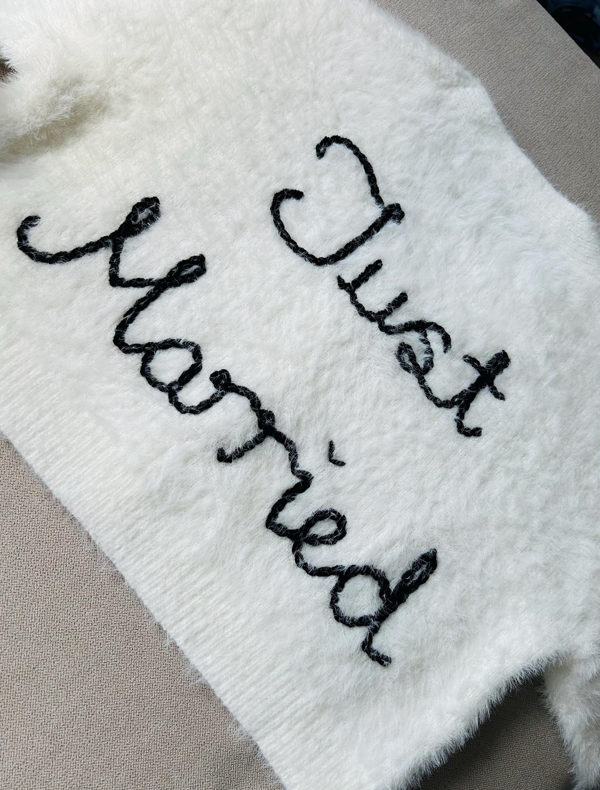 Hand Embroidered Fluffy "Bride to Be" Cardigan