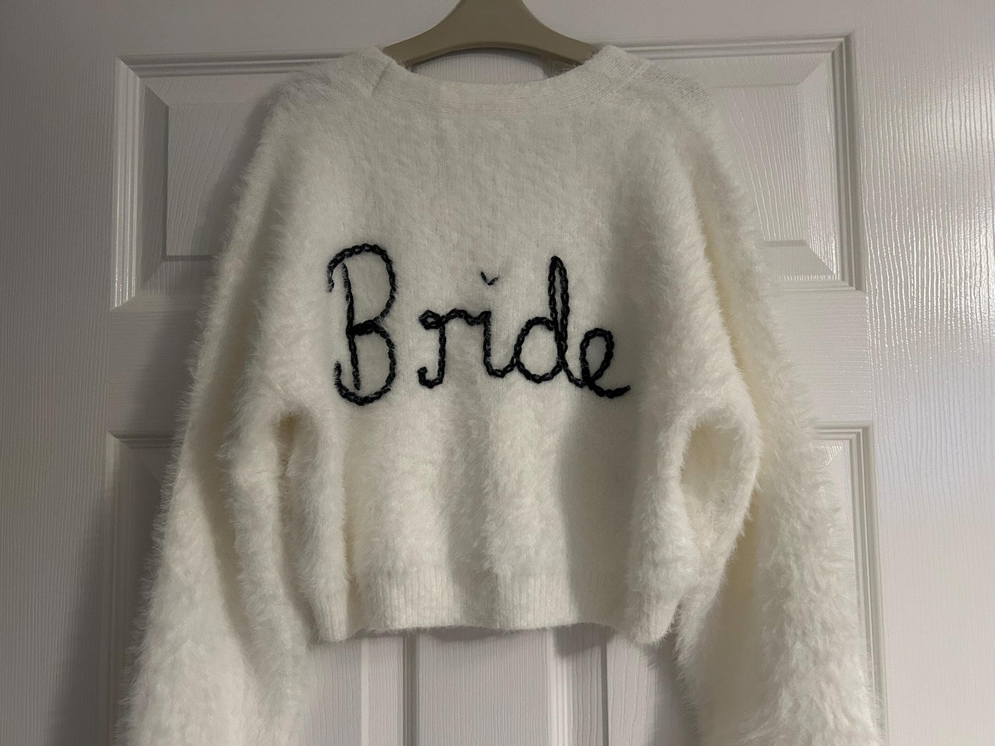 Hand Embroidered Fluffy "Bride to Be" Cardigan