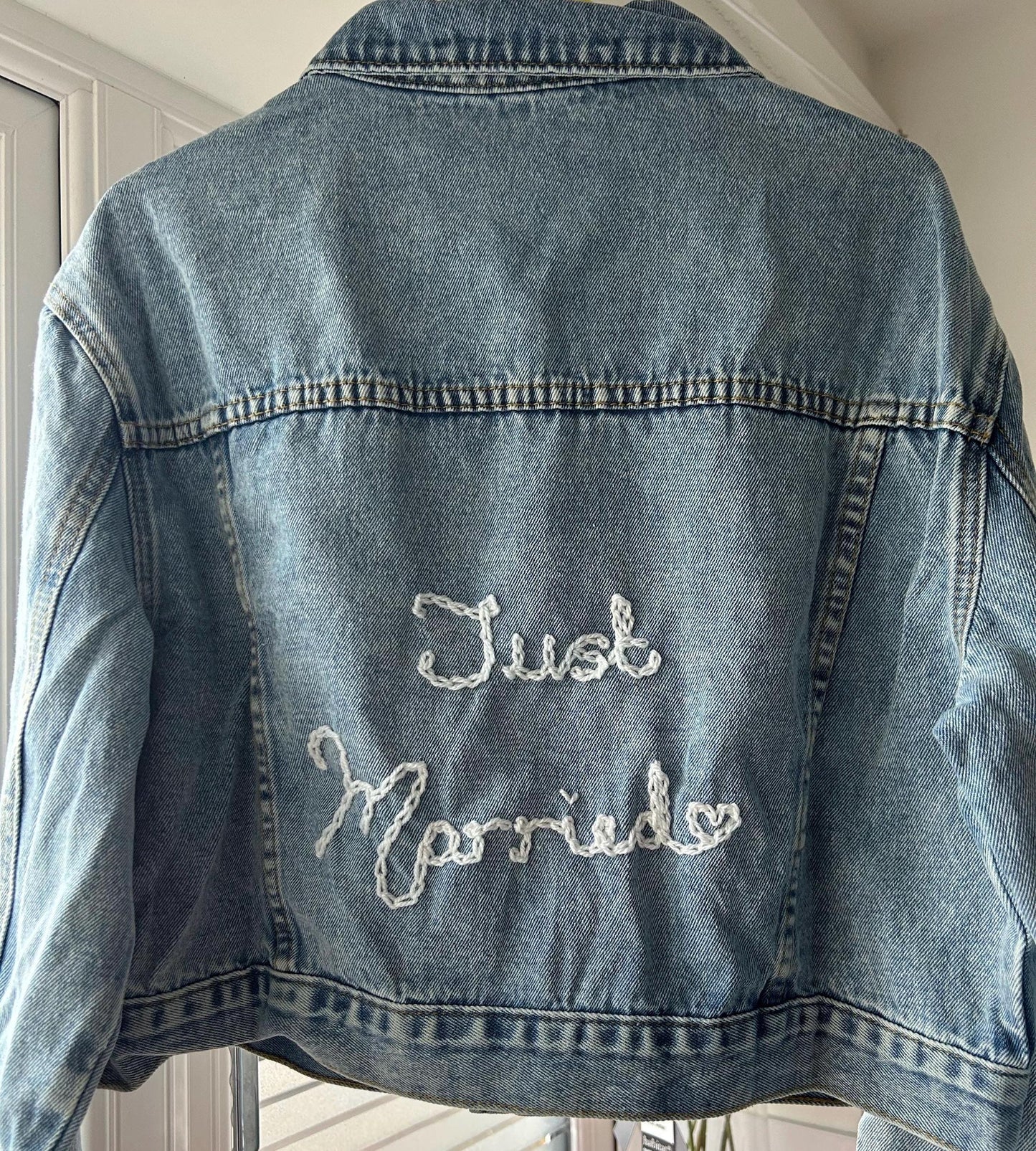 Hand Embroidered Just Married Denim Jacket