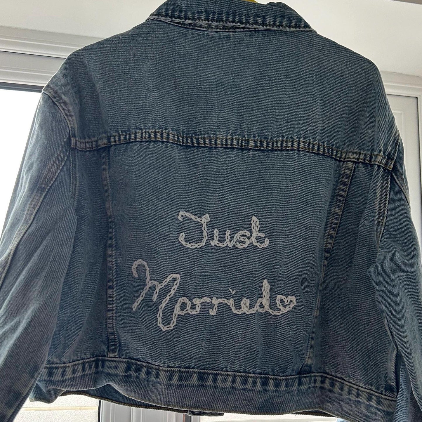 Hand Embroidered Just Married Denim Jacket
