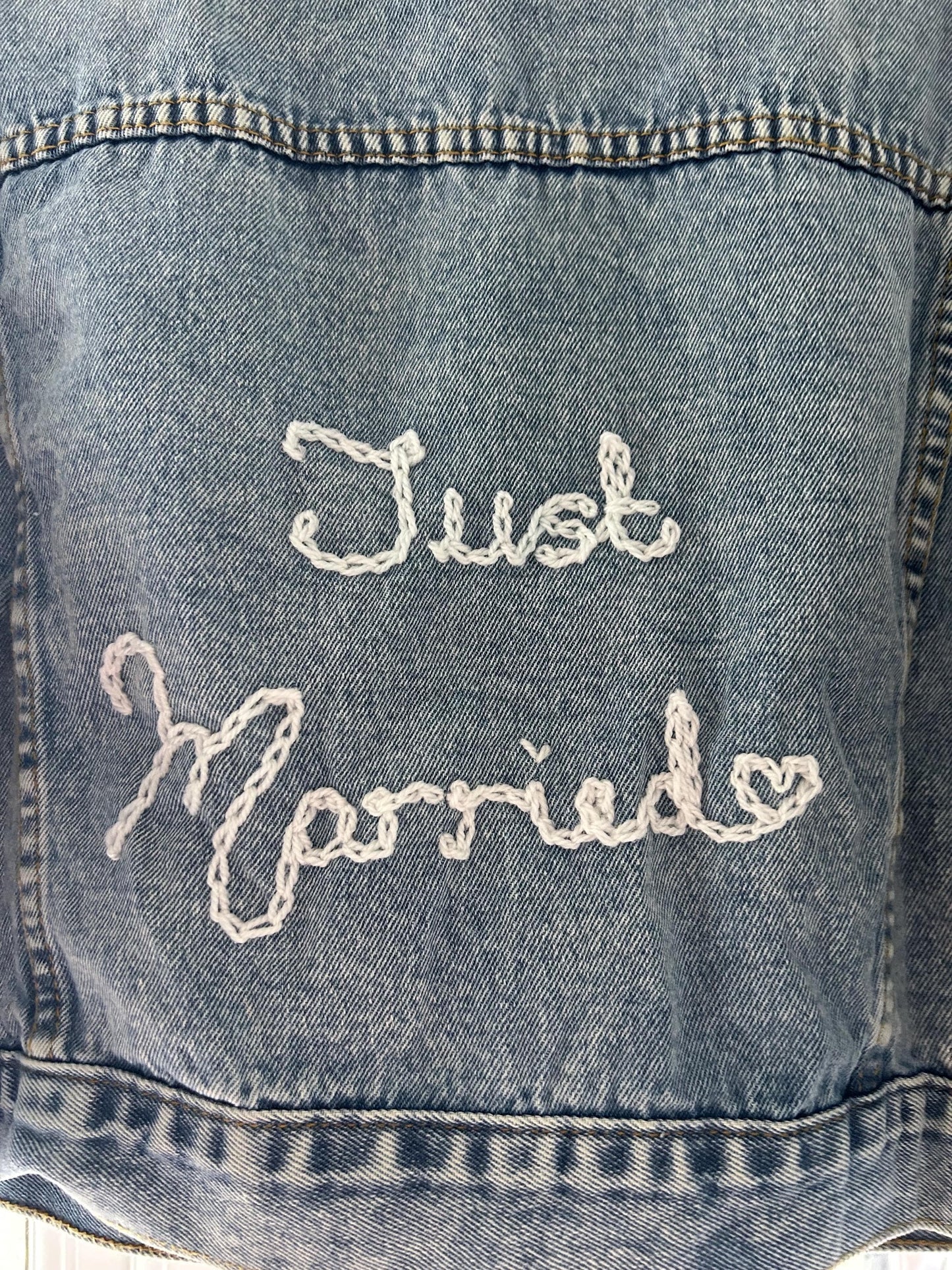 Hand Embroidered Just Married Denim Jacket