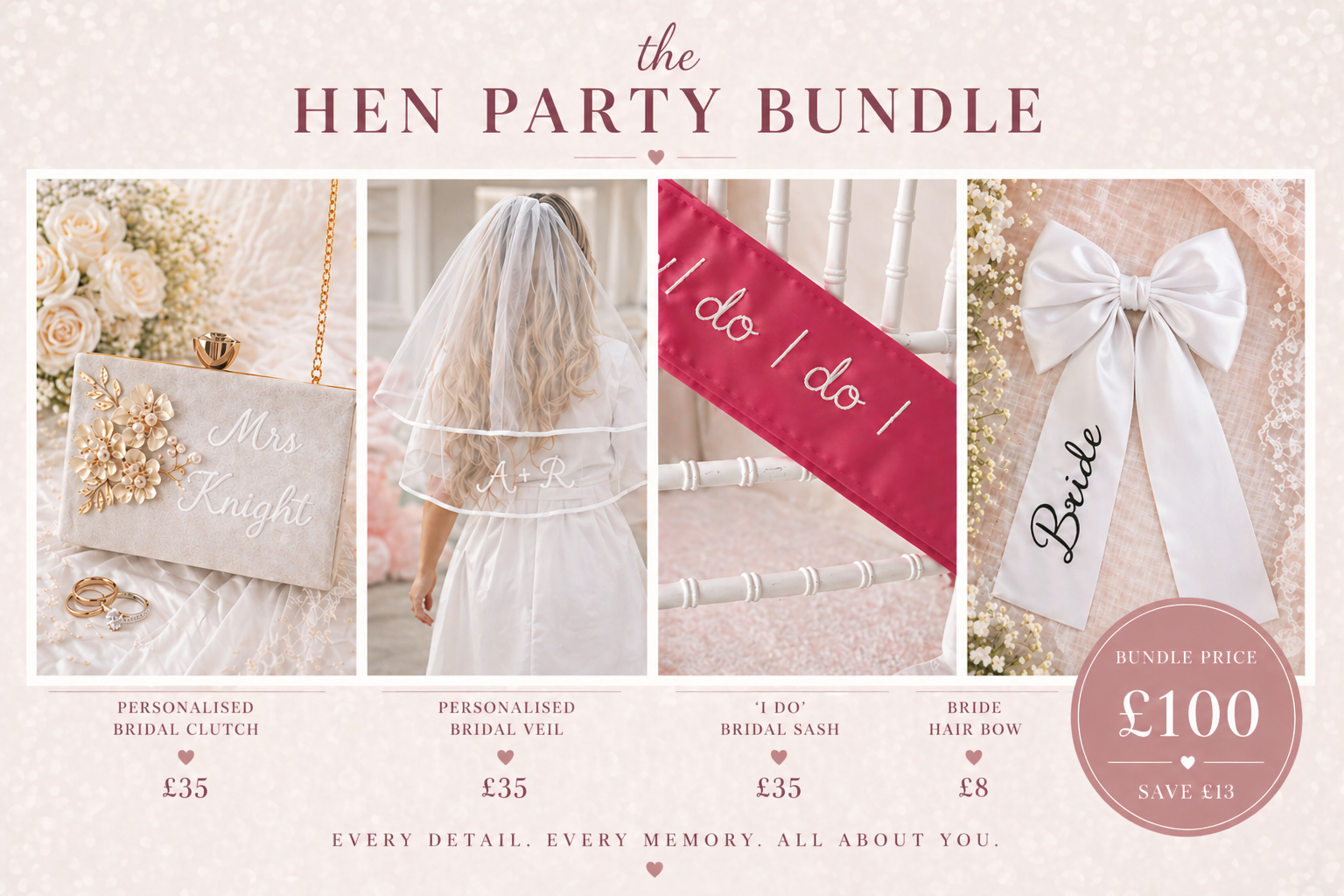 Promotional image of a hen party bundle with products and pricing.