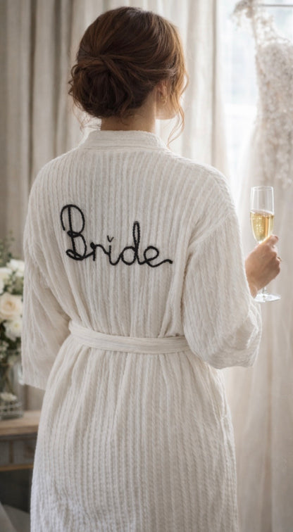 Wedding Morning Hand-Embroidered Matching Robe Set
